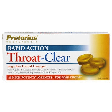 Pretorius Throat Clear Lozenges Honey & Lemon 20pack