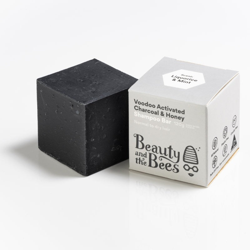 Beauty and the Bees Voodoo Charcoal & Honey Shampoo Bar (Liquorice & Mint) 120g