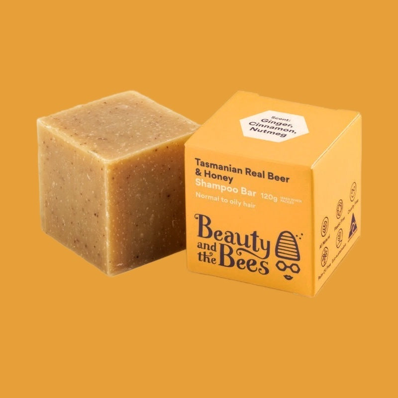 Beauty and the Bees Tasmanian Real Beer & Honey Shampoo Bar (Ginger, Cinnamon & Nutmeg) 120g
