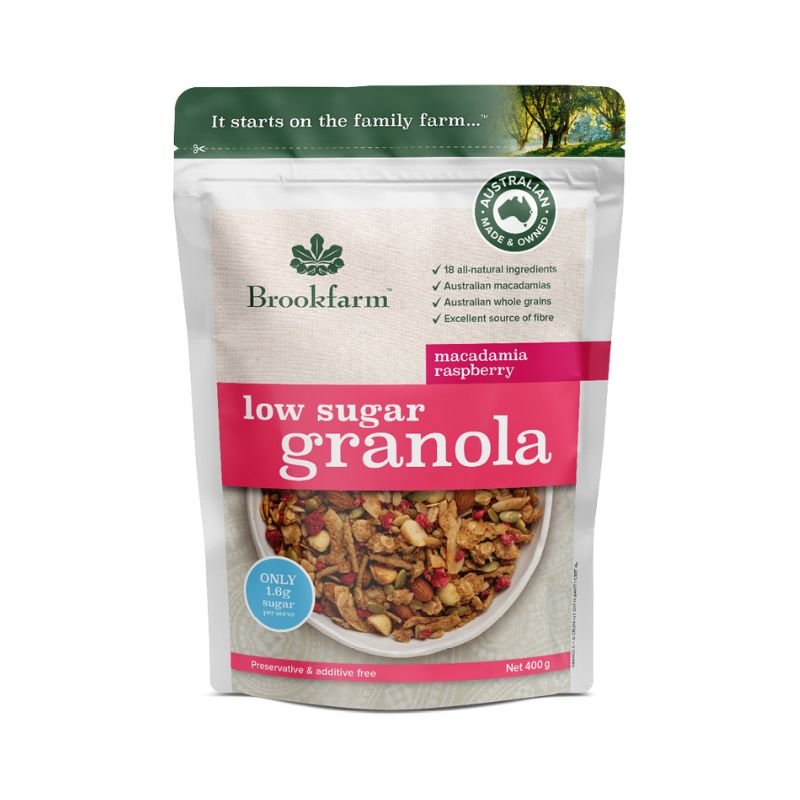 Brookfarm Low Sugar Granola - Macadamia Raspberry 400g