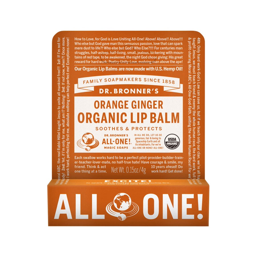 Dr. Bronners Organic Lip Balm Orange Ginger 4g