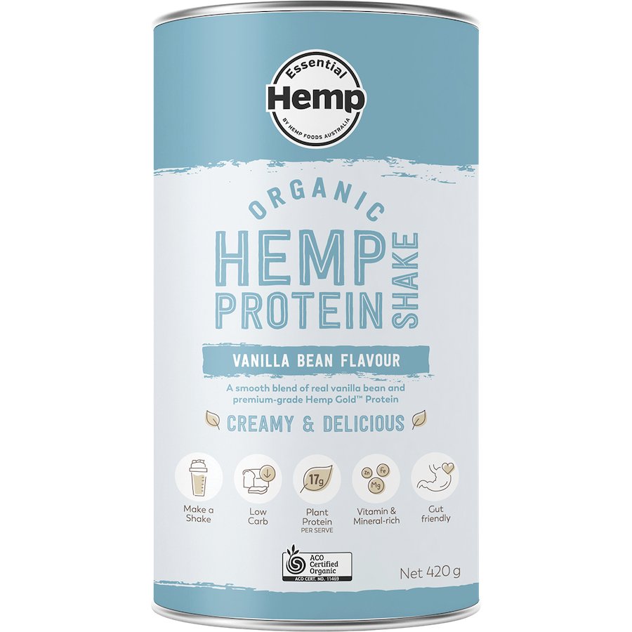 Hemp Foods Australia Organic Protein Shake Vanilla Bean 420g