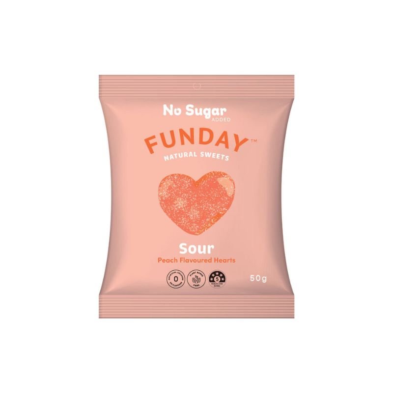 Funday Natural Sweets Sour Peach Gummy Hearts 50g