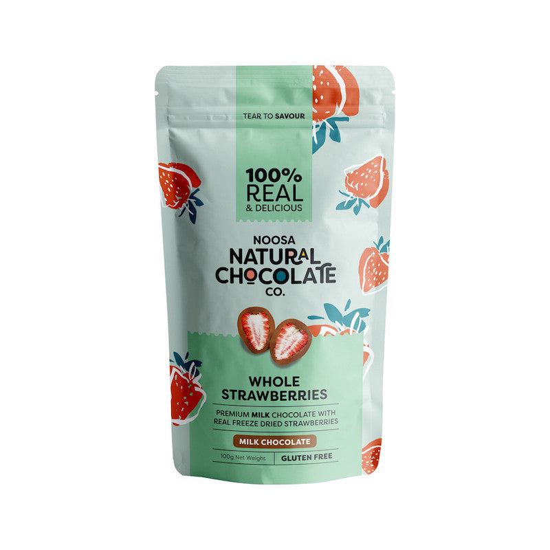 Noosa Natural Chocolate Co. Strawberries in Milk Chocolate 100g