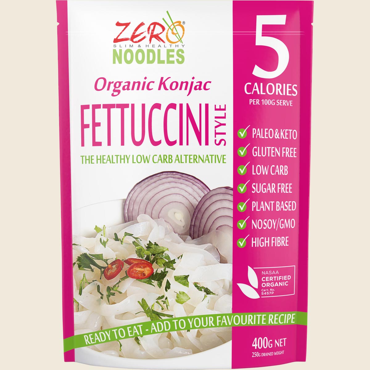 Zero Slim & Healthy Konjac Fettuccini Style Organic 400g