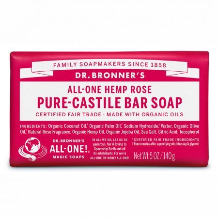 Dr. Bronners Castile Bar Soap Rose 140g