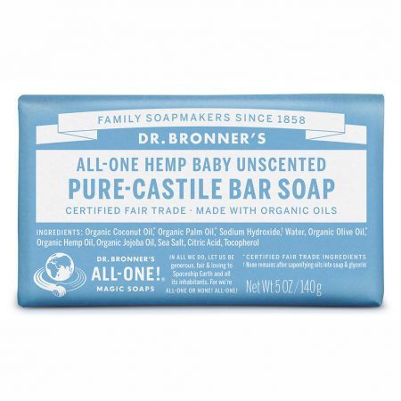 Dr. Bronners Castile Bar Soap Baby Unscented 140g