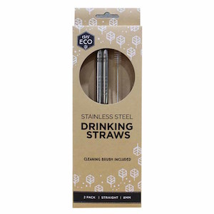 ever eco stainless steel straight straws 2 pack