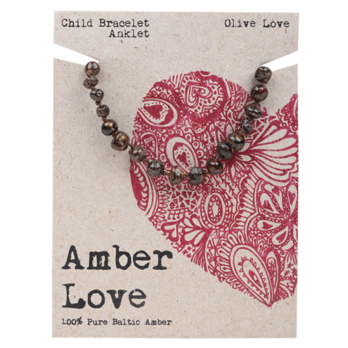amber love children's bracelet/anklet 14cm olive love