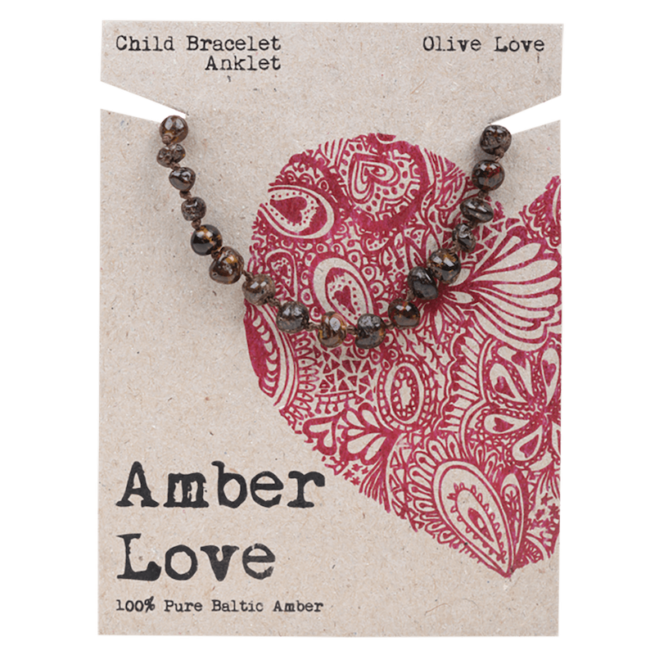 amber love children's bracelet/anklet 14cm olive love