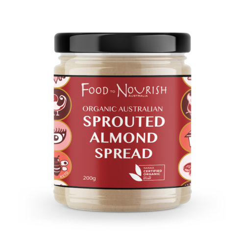 food to nourish sprouted almond spread organic 200g