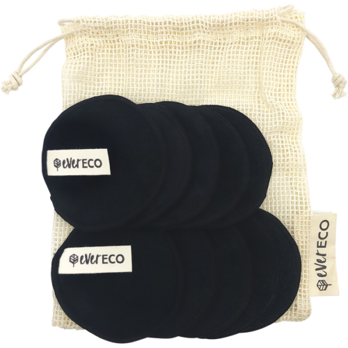 ever eco reusable bamboo facial pads and cotton wash bag black 10pack