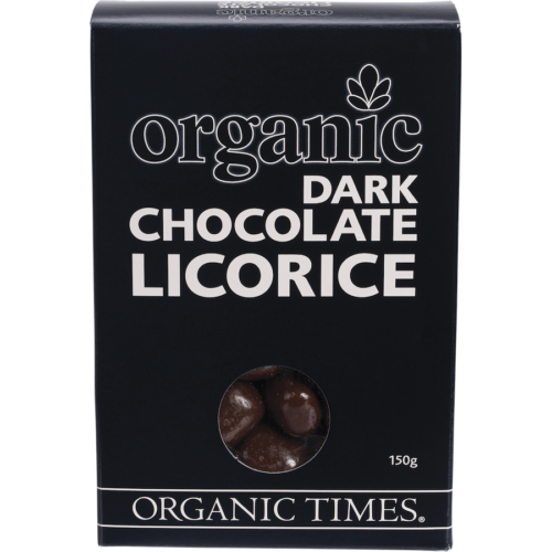 organic times dark chocolate licorice organic 150g