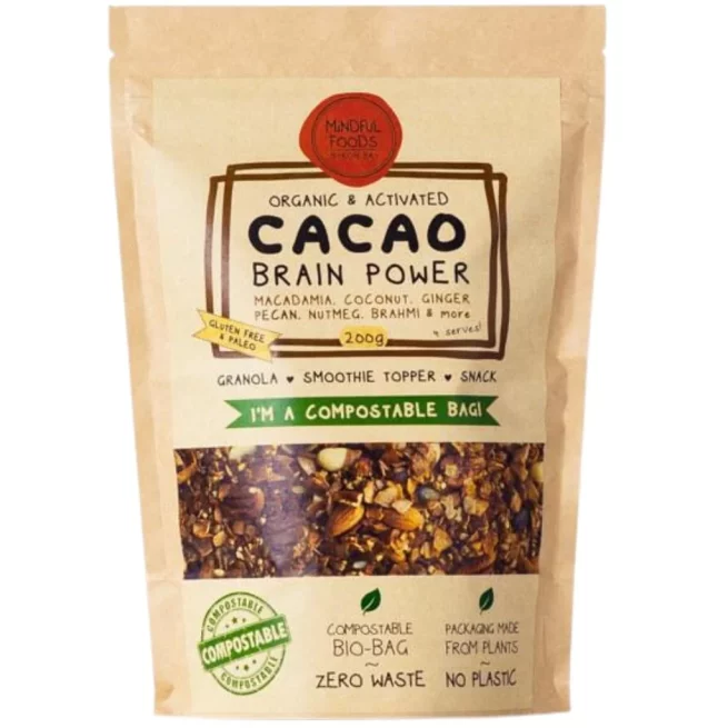 mindful foods cacao brain power organic granola 200g