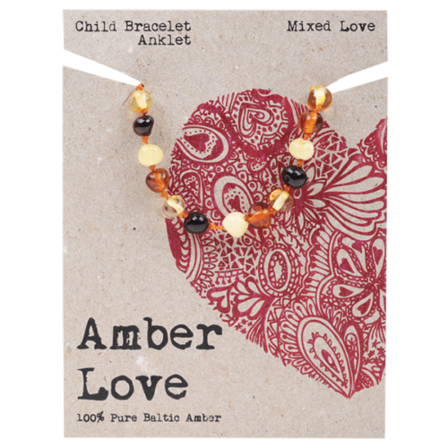 amber love children's bracelet/anklet 14cm mixed love