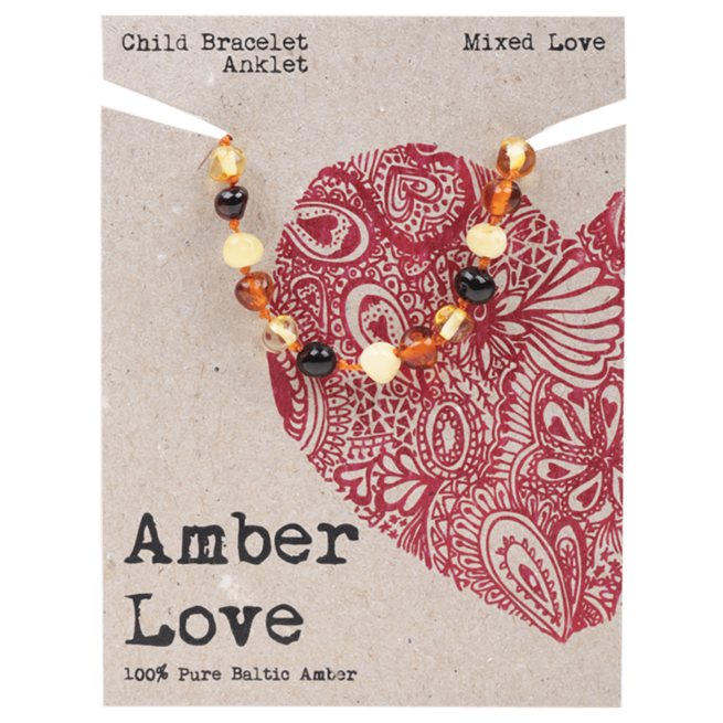 amber love children's bracelet/anklet 14cm mixed love