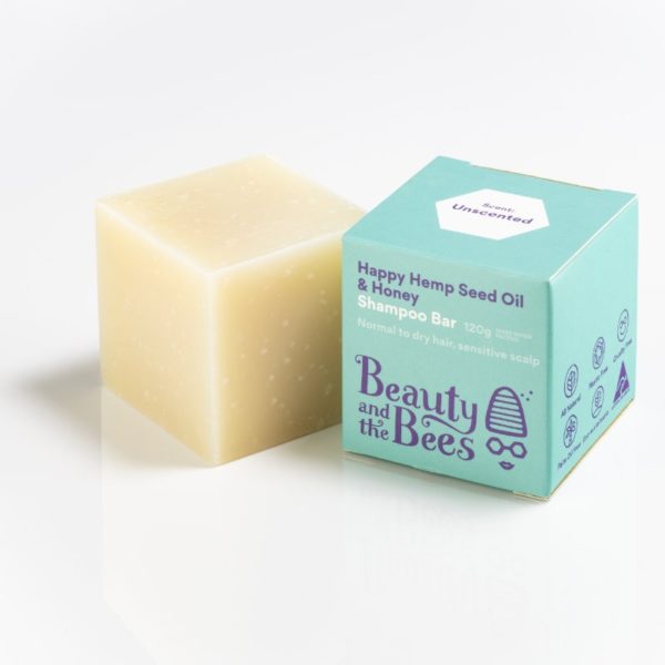 beauty and the bees hemp seed oil & honey shampoo bar 120g