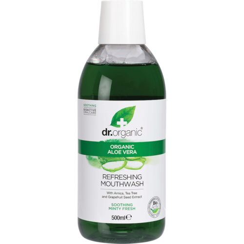 dr. organic aloe vera refreshing mouthwash 500ml