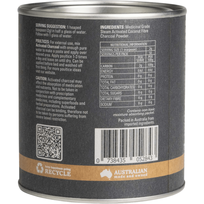 eden health foods steamed activated charcoal 100g