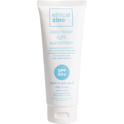 ethical zinc daily wear light sunscreen spf 50+ 100g