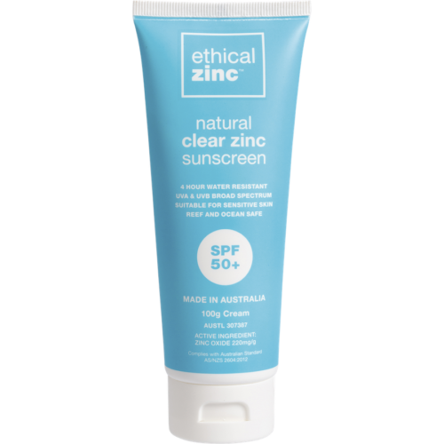 ethical zinc natural clear zinc sunscreen spf 50+ 100ml