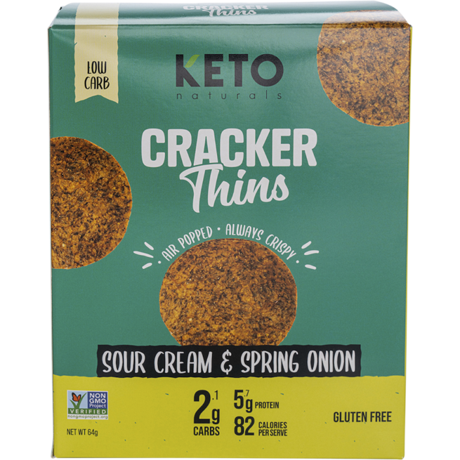 keto naturals cracker thins sour cream & spring onion 64g