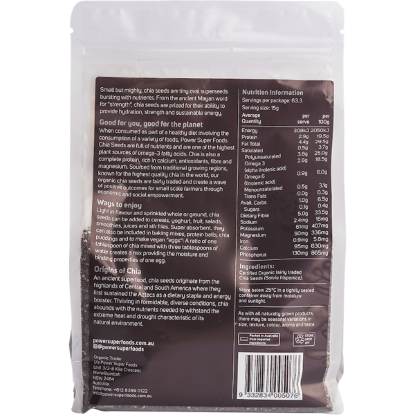 power super foods chia seeds organic 950g