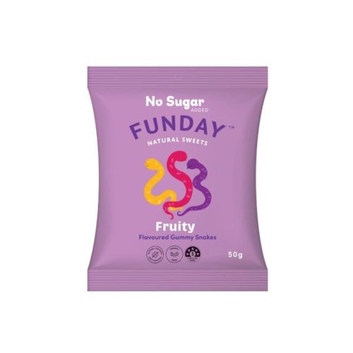 funday natural sweets fruity gummy snakes 50g
